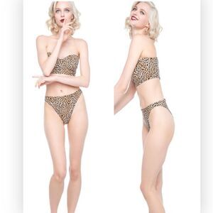 Norma Kamali Luca Bikini Bottom Leopard M NWT $90